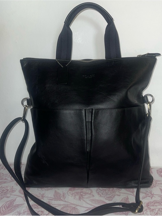 Coach Handbags - COACH LEATHER CHARLES FOLDOVER TOTE BAG UNISEX BLACK